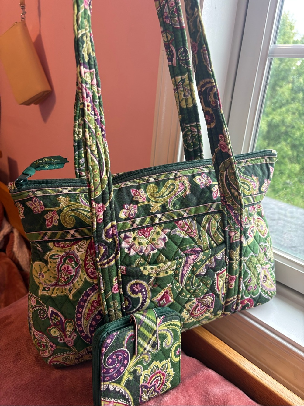 Y2K Vera Bradley 2005 “Chelsea Green” Pattern Tote and Wallet